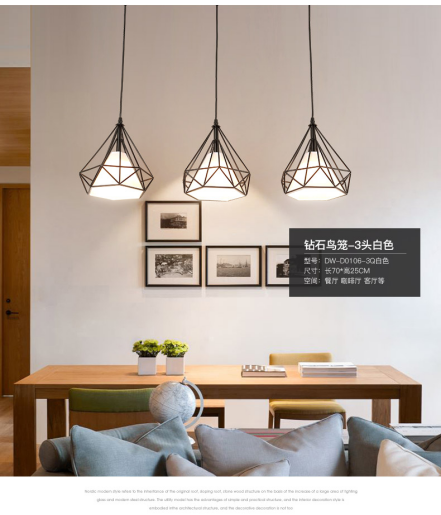 荣事达家居照明—钻石鸟笼餐吊灯