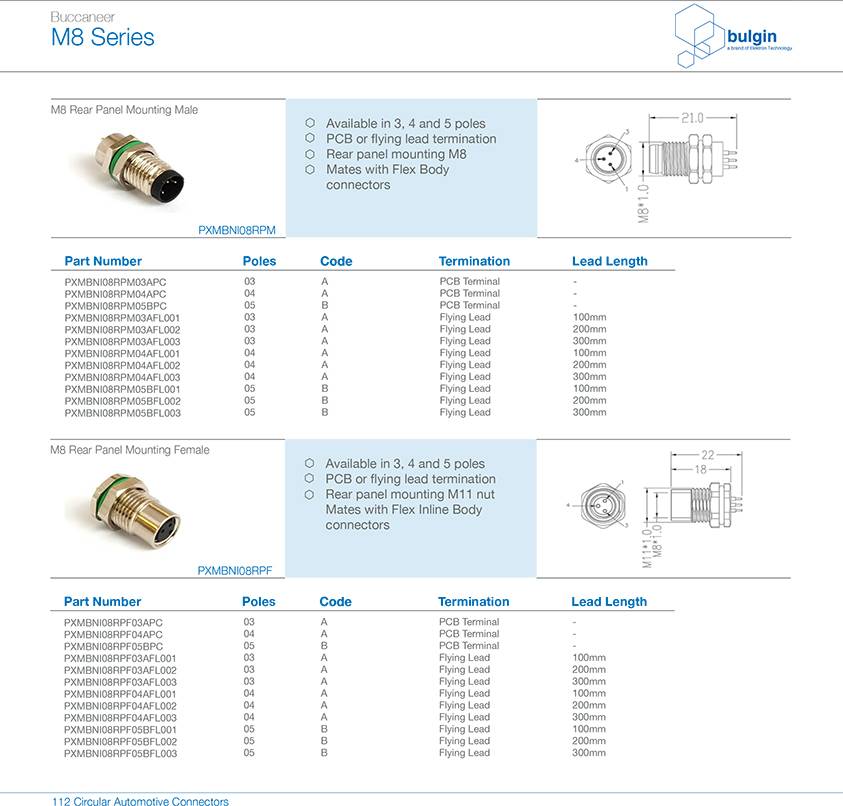 M8 P型公头塑胶成型式圆形连接器选型 M8 P型公头塑胶成型式圆形连接器选型