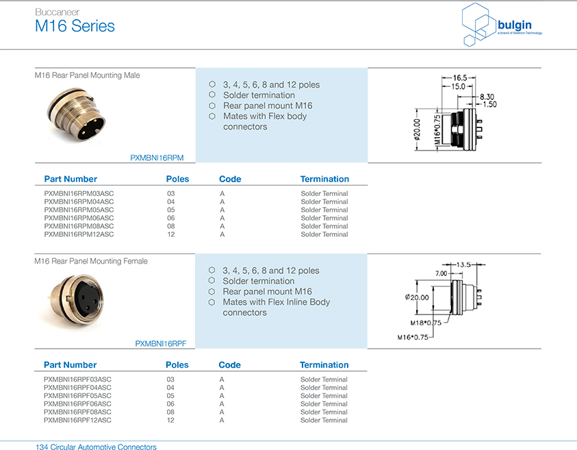 M16 16芯母前锁板端焊线式连接器座选型 M16 16芯母前锁板端焊线式连接器座选型