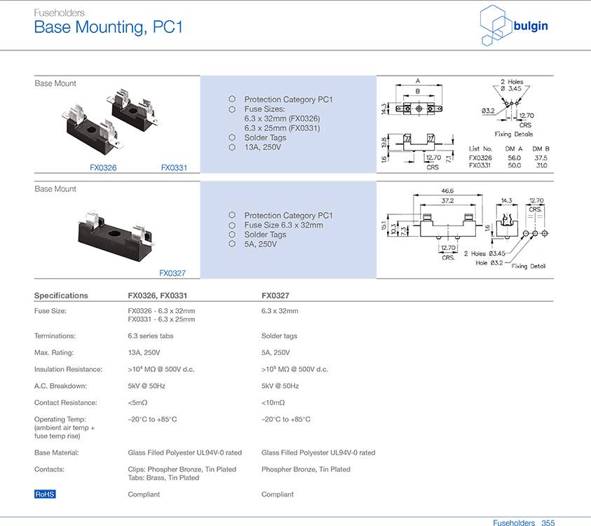 FX0326底座安装保险丝座型号
