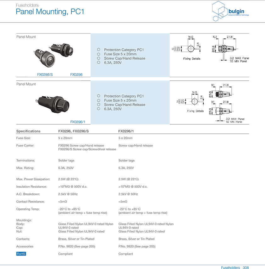 FX0296-S保险丝座选型 FX0296-S保险丝座选型