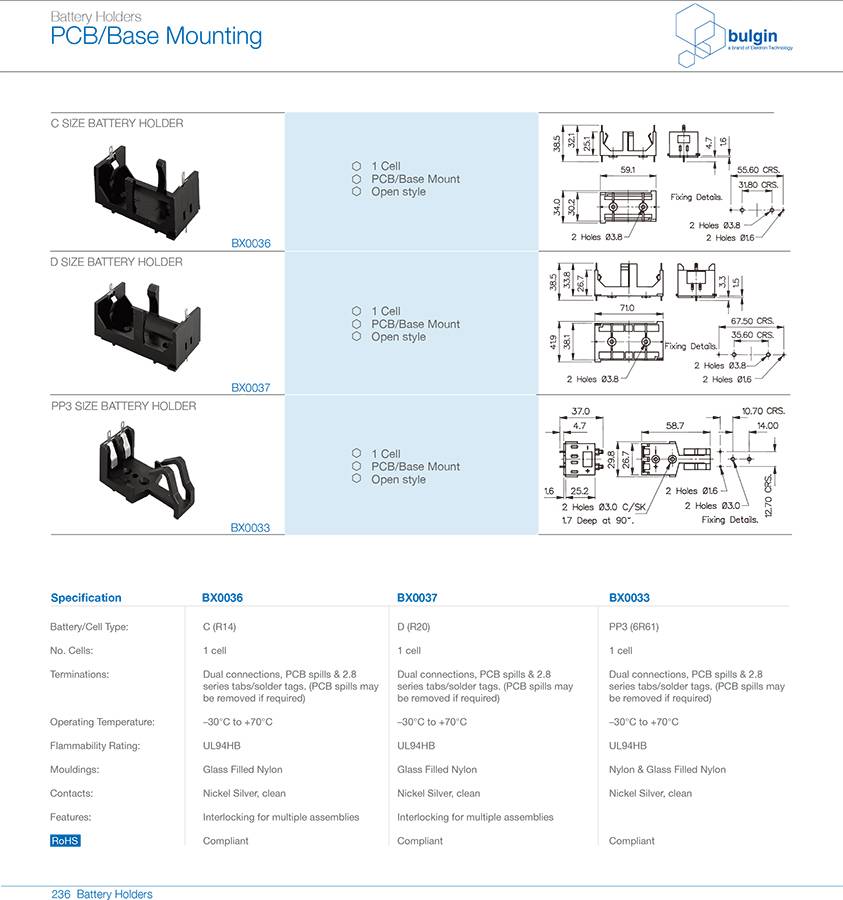 PCB底座安装电池座选型 PCB底座安装电池座选型