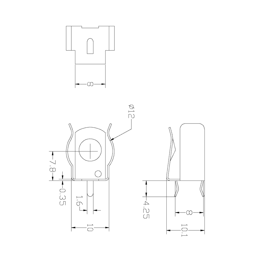 A915焊接式电池夹尺寸图 A915焊接式电池夹尺寸图