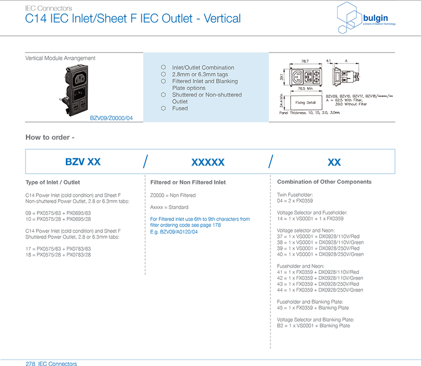 BZV09-Z0000-04垂直电源接入模块选型 BZV09-Z0000-04垂直电源接入模块选型
