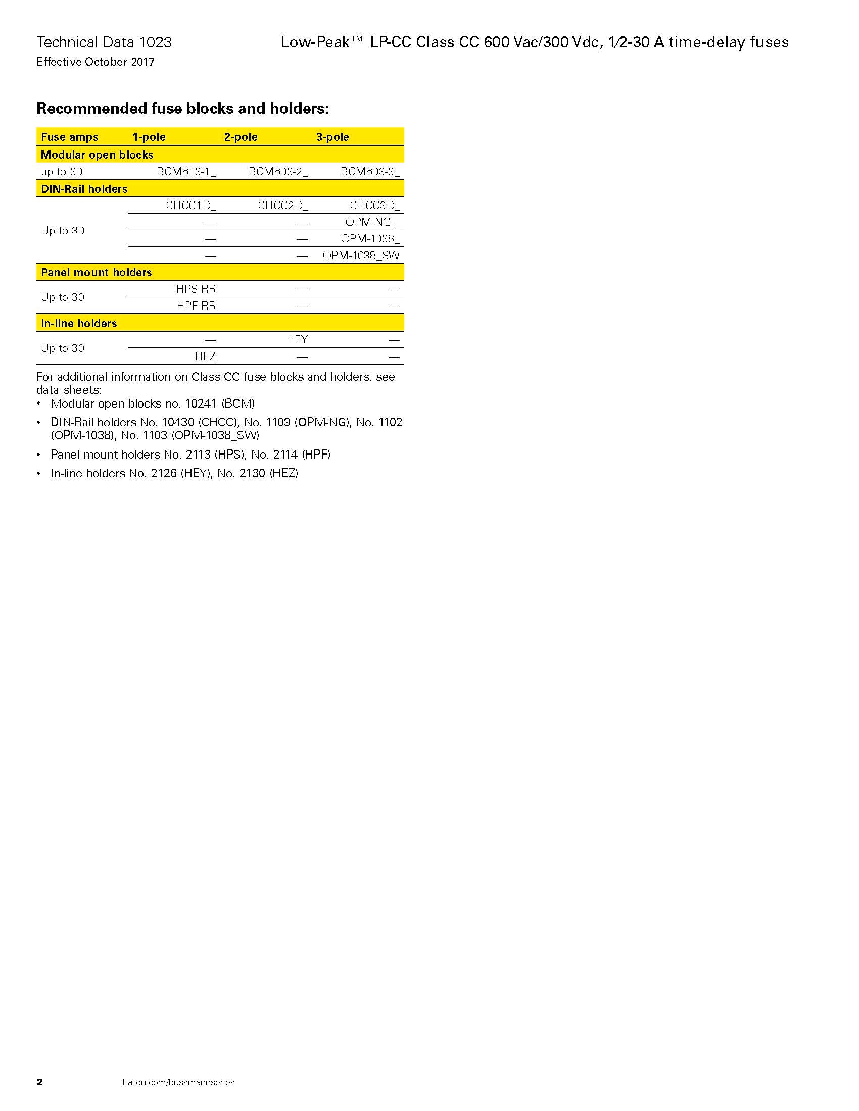 LP-CC系列10*38延时熔断器参数 LP-CC系列10*38延时熔断器参数