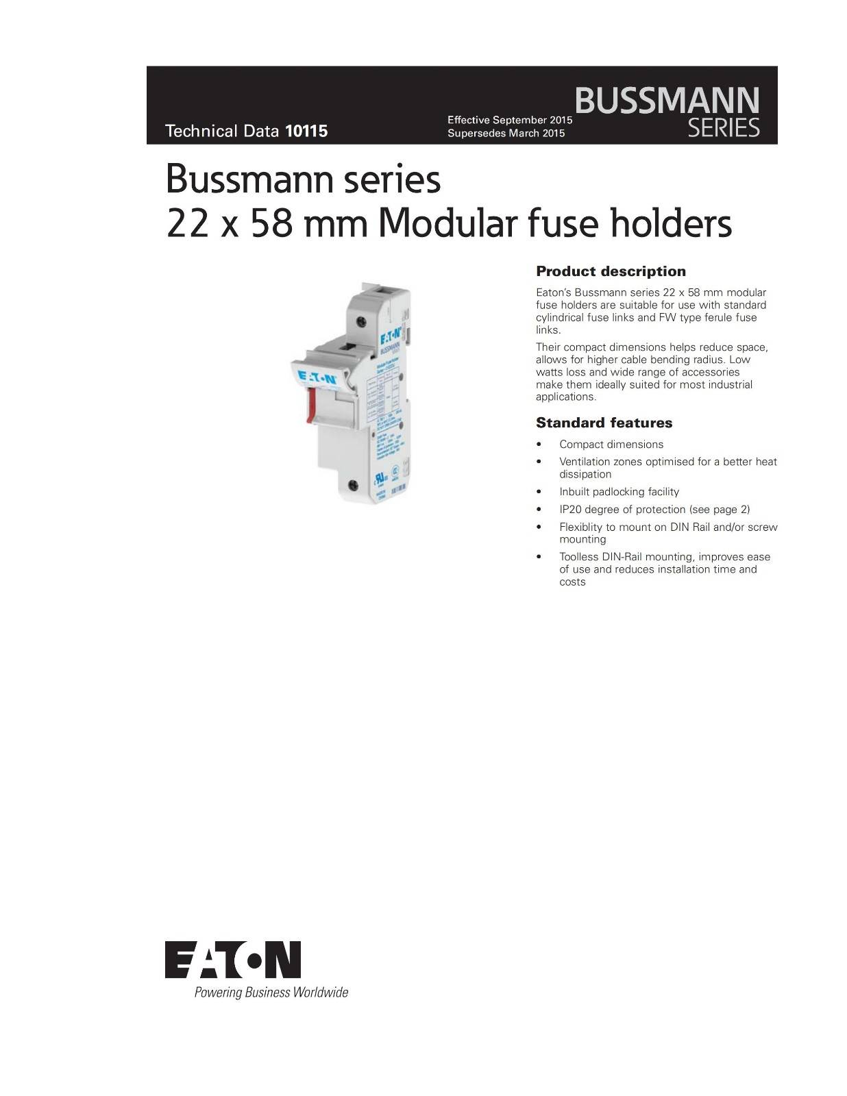 CH221DU系列熔断器座说明 CH221DU系列熔断器座说明